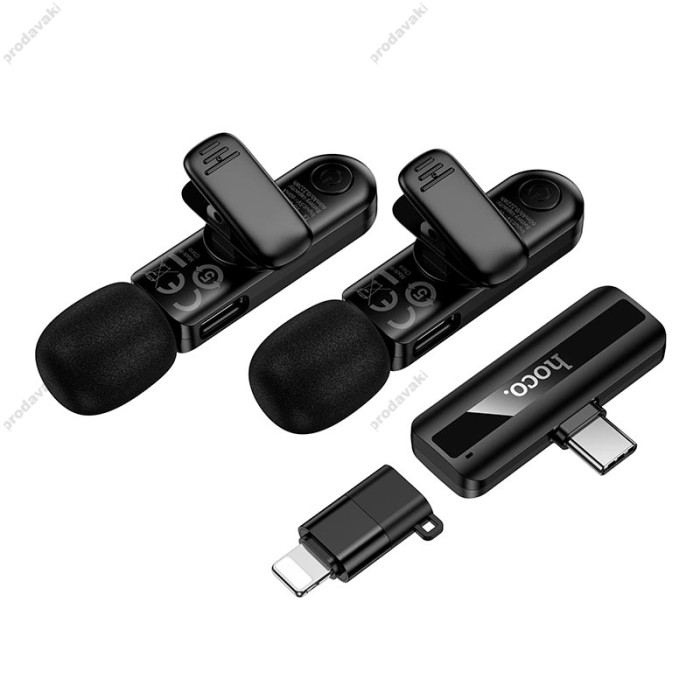Бездротовий мікрофон Hoco L20A Lightning / Type-C Fair wireless microphone Black