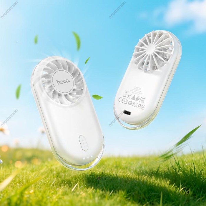 Портативний міні вентилятор Hoco HX611 ultra-thin pocket fan 3 Levels Milky white