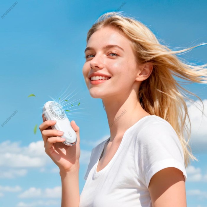 Портативний міні вентилятор Hoco HX611 ultra-thin pocket fan 3 Levels Milky white