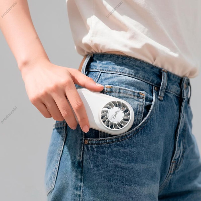 Портативний міні вентилятор Hoco HX611 ultra-thin pocket fan 3 Levels Milky white