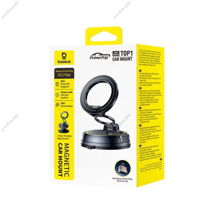 Автомобільний тримач Baseus VC2 Flex Magnetic Car Mount Suction Cup Veersion Black (C0013803)