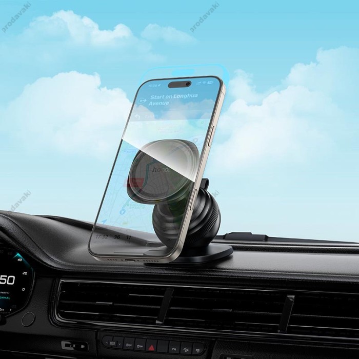 Автомобільний тримач Hoco H103 Daisy magnetic ring car holder (center console) Black