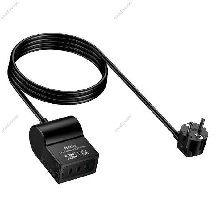 Подовжувач мережі фільтр HOCO AC33 Win 1 position PD desktop socket 1.5m Black