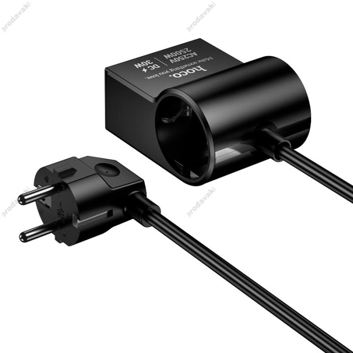 Подовжувач мережі фільтр HOCO AC33 Win 1 position PD desktop socket 1.5m Black