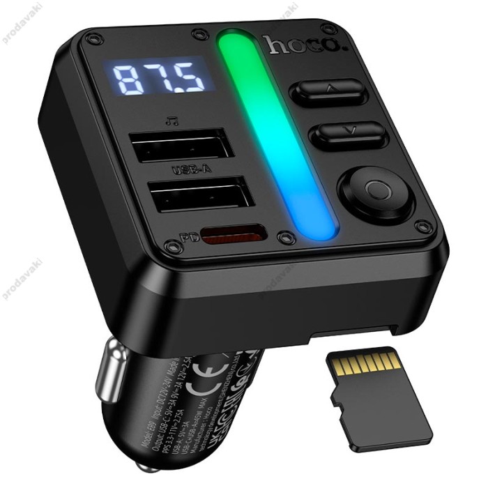 FM - трансмітер HOCO E89 Libre car BT FM transmitter 45W Black