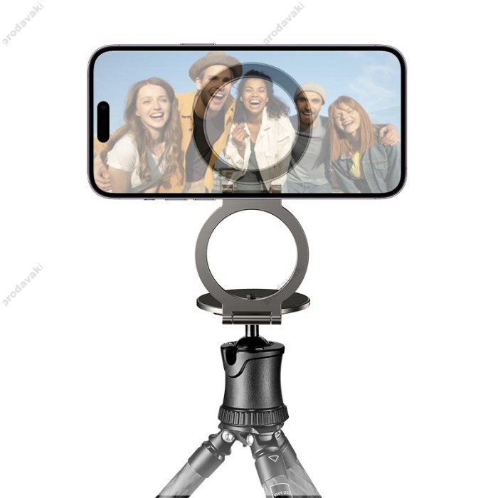 Автомобільний тримач Hoco H102 Whale magnetic ring holder (multi-scene) Black