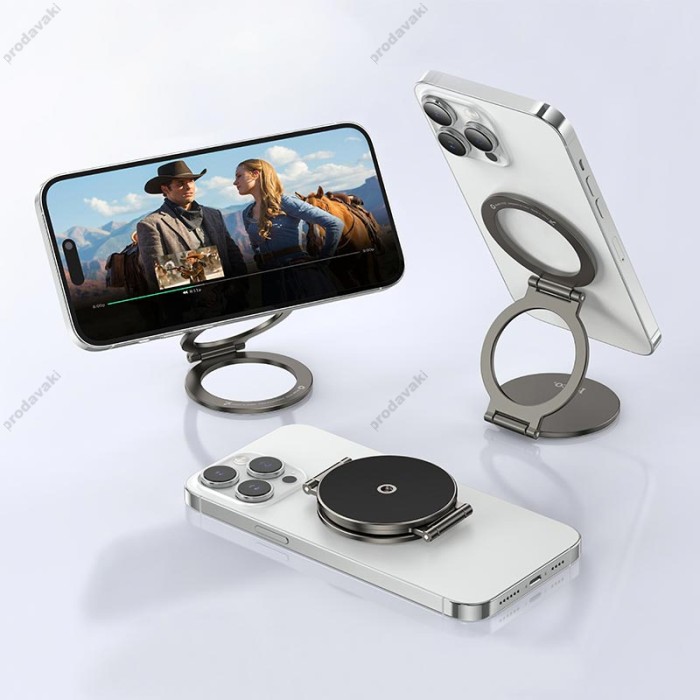 Автомобільний тримач Hoco H102 Whale magnetic ring holder (multi-scene) Black