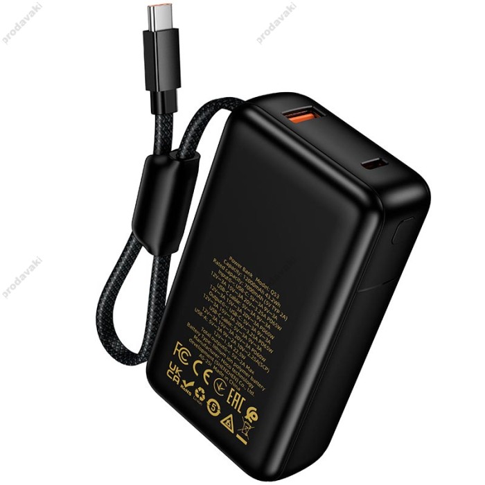 Повербанк портативний акумулятор Power Bank Hoco Q53 Skillful PD 65W 12000 mAh Black