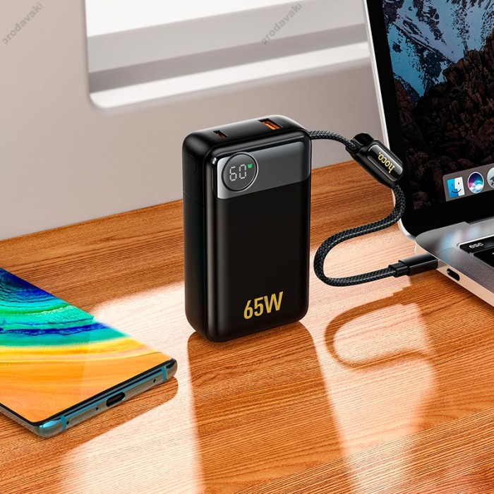 Повербанк портативний акумулятор Power Bank Hoco Q53 Skillful PD 65W 12000 mAh Black