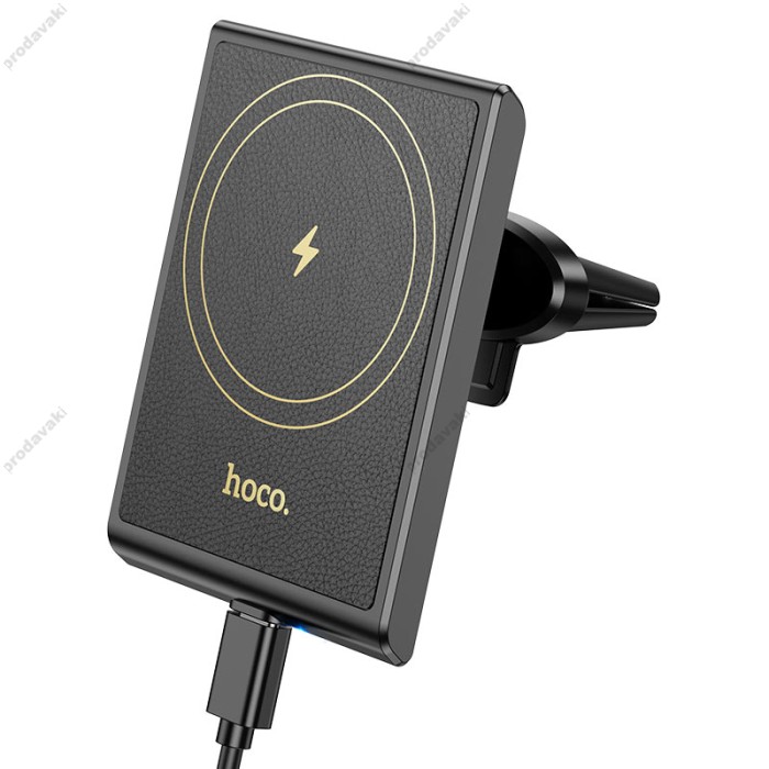 Автомобільний тримач із бездротовою зарядкою Hoco HW19 Precious magnetic wireless (air outlet) 15W 4.5-7" Black