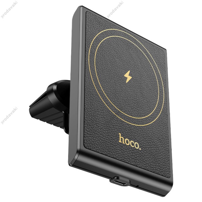 Автомобільний тримач із бездротовою зарядкою Hoco HW19 Precious magnetic wireless (air outlet) 15W 4.5-7" Black
