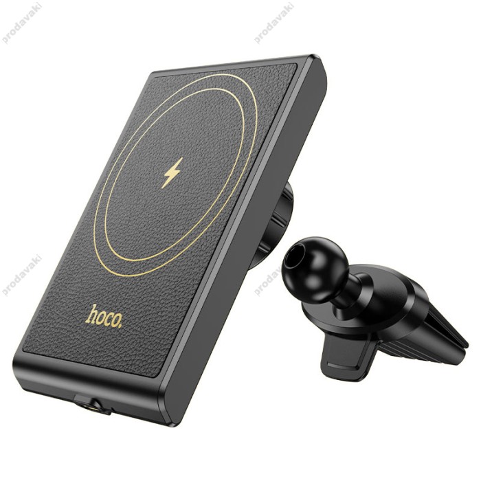Автомобільний тримач із бездротовою зарядкою Hoco HW19 Precious magnetic wireless (air outlet) 15W 4.5-7" Black