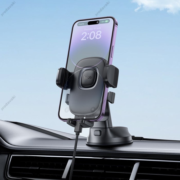 Автомобільний тримач Hoco H76 Crown one-button car holder (center console) Black