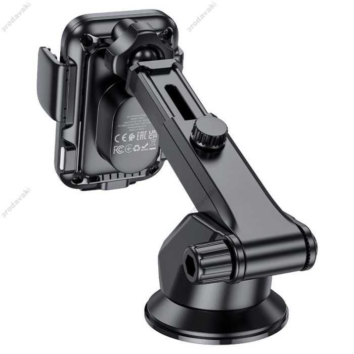 Автомобільний тримач із бездротовою зарядкою Hoco HW11 Jenny three-axis linkage wireless 15W Black