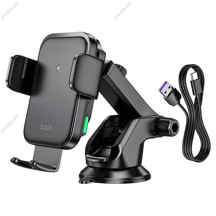 Автомобільний тримач із бездротовою зарядкою Hoco HW11 Jenny three-axis linkage wireless 15W Black