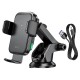 Автомобільний тримач із бездротовою зарядкою Hoco HW11 Jenny three-axis linkage wireless 15W Black