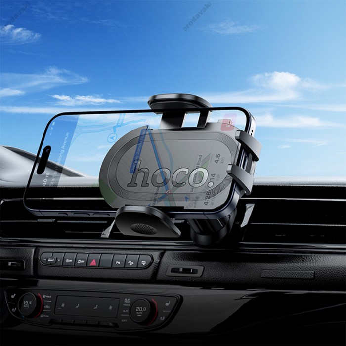 Автомобільний тримач Hoco H53 Brusco ultra-thin push-type car holder (air outlet) Black