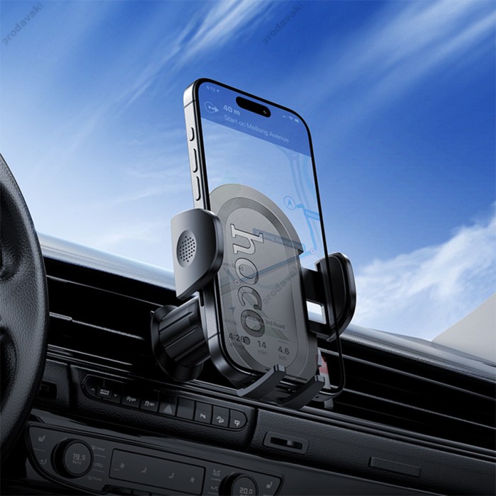Автомобільний тримач Hoco H53 Brusco ultra-thin push-type car holder (air outlet) Black
