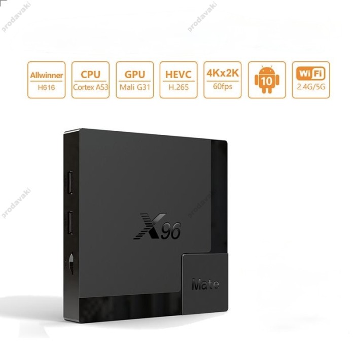 Android TV приставка Allwinner TV BOX X96 Mate H616 4GB RAM, 32GB ROM Black