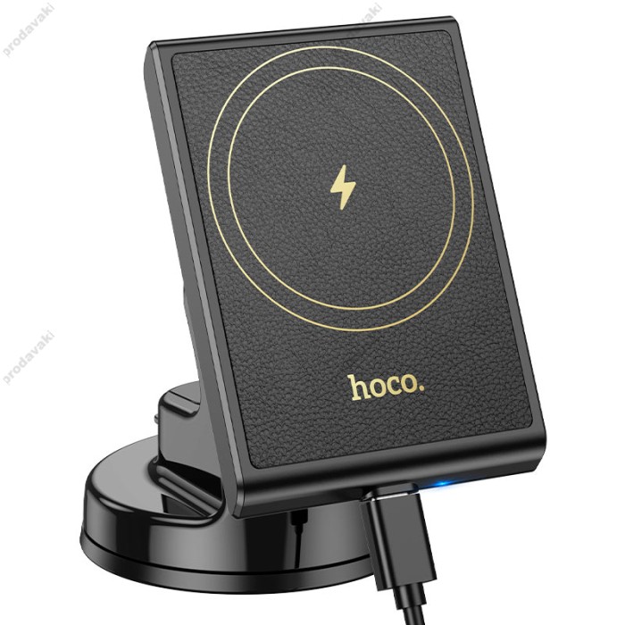 Автомобільний тримач із бездротовою зарядкою Hoco HW20 Precious magnetic wireless fast charging Car holder (center console) Black