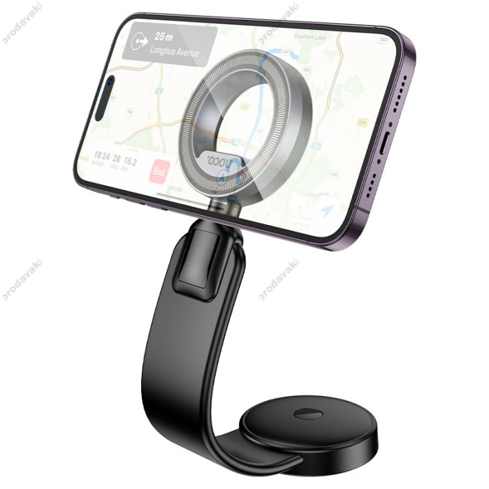 Автомобільний тримач Hoco H71 Totem RING magnetic Car holder (center console) 4.5-7" Black