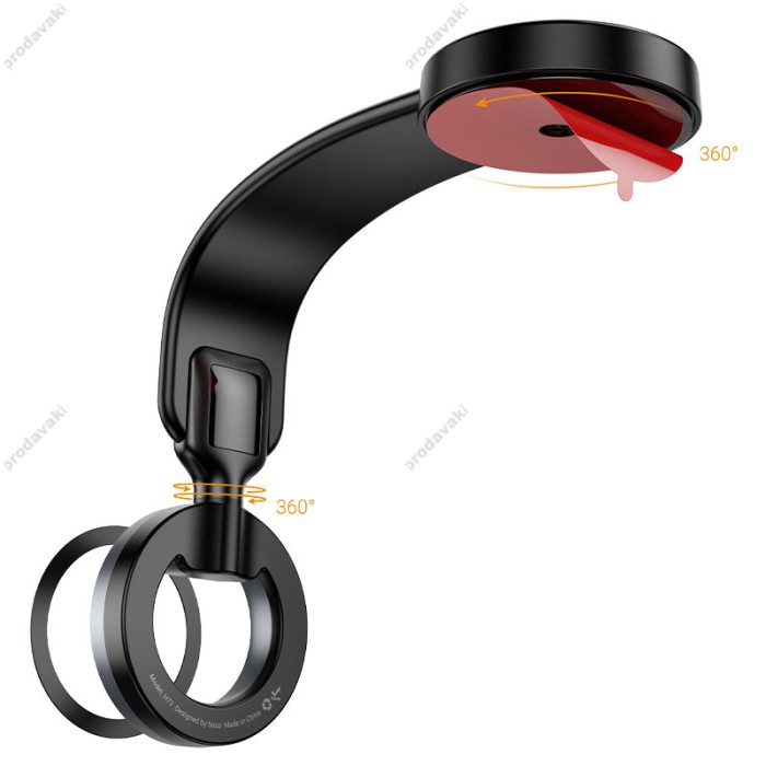 Автомобільний тримач Hoco H71 Totem RING magnetic Car holder (center console) 4.5-7" Black