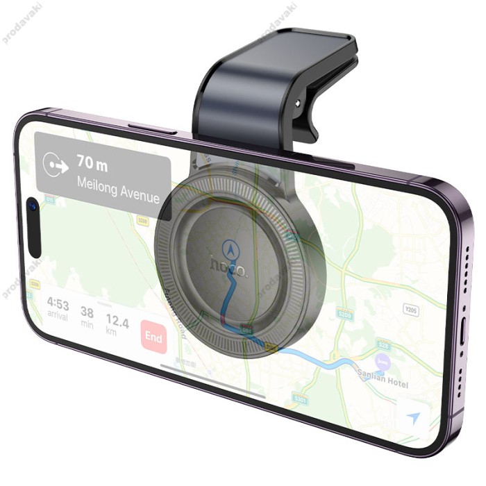 Автомобільний тримач Hoco H59 Show ring magnetic Car holder (L Type air outlet) 4.3-7" Black
