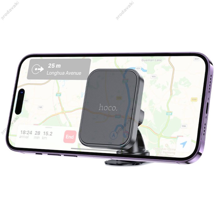 Автомобільний тримач Hoco H33 Cheetah magnetic ring car holder (center console) Black
