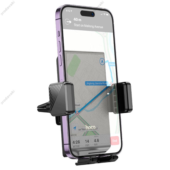 Автомобільний тримач Hoco H48 Precious push-type car holder (air outlet) Black