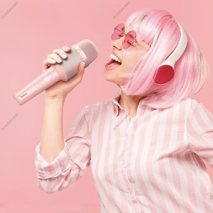 Портативна колонка-мікрофон HOCO DBK1 Singing karaoke microphone BT 5.0 Pink
