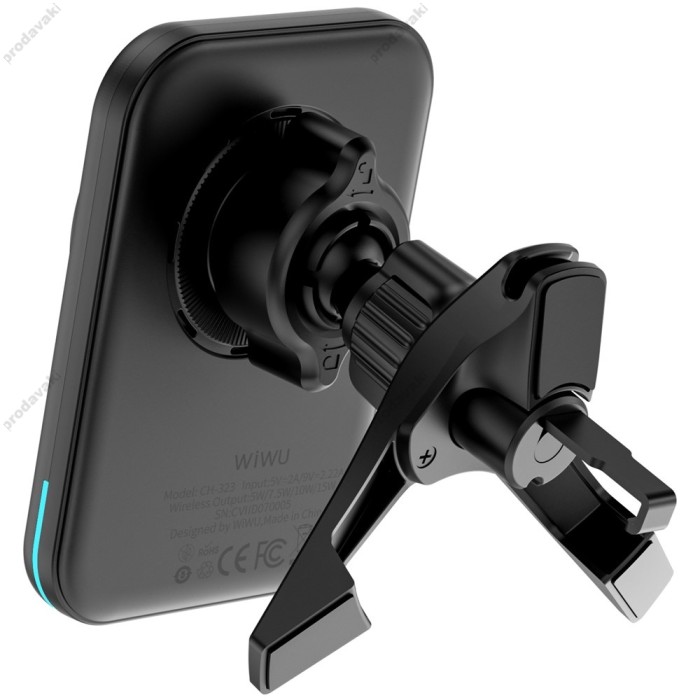 Автомобільний тримач із бездротовою зарядкою Wiwu CH-323 Qi 2.0 Mago 15W Black