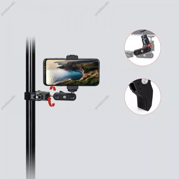 Кріплення краб для LED лампи, камери, телефон, фотоапарат, GoPro Jmary SR-56
