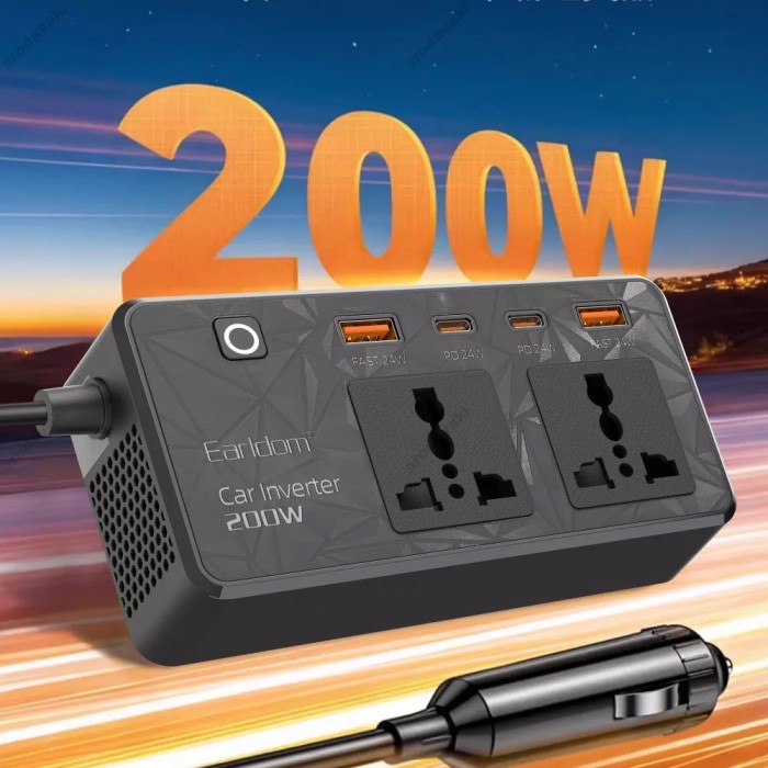 Автомобільний інвертор Earldom ET-LT01 Car Power Inverter 200W Black