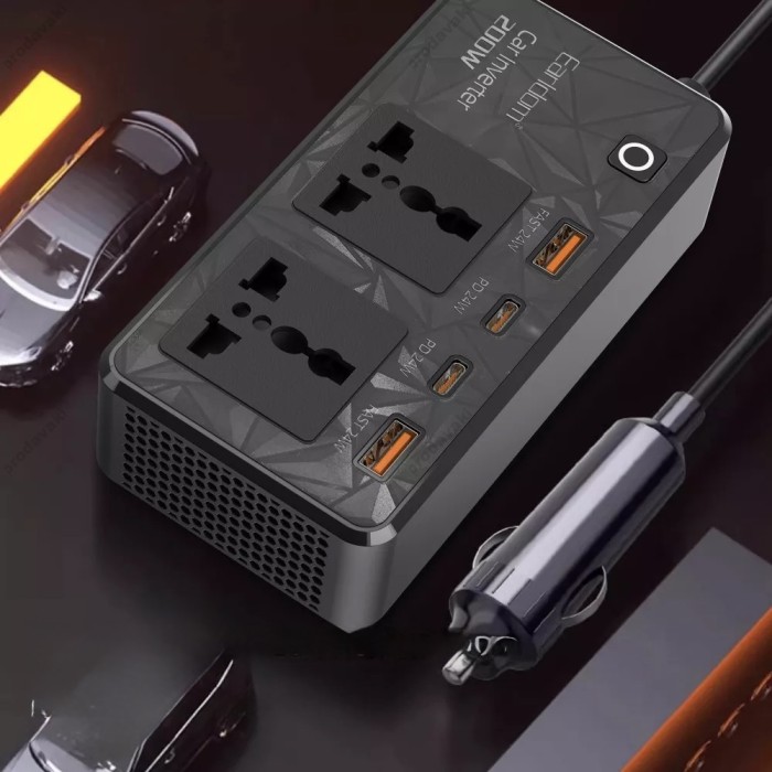 Автомобільний інвертор Earldom ET-LT01 Car Power Inverter 200W Black