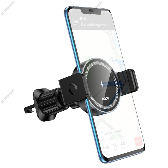 Автомобільний тримач із бездротовою зарядкою Hoco HW35 Power electric magnetic wireless fast charging 15W Black
