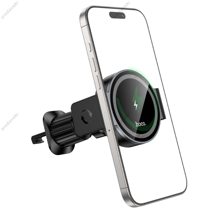 Автомобільний тримач із бездротовою зарядкою Hoco HW35 Power electric magnetic wireless fast charging 15W Black