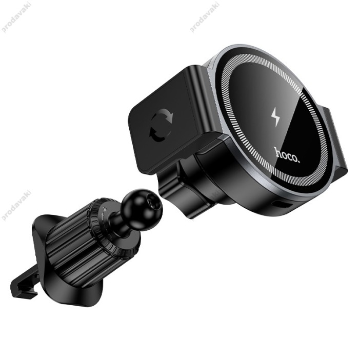 Автомобільний тримач із бездротовою зарядкою Hoco HW35 Power electric magnetic wireless fast charging 15W Black