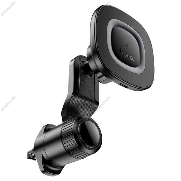 Автомобільний тримач із бездротовою зарядкою Hoco HW30 Crown magnetic (air outlet) 15W Black