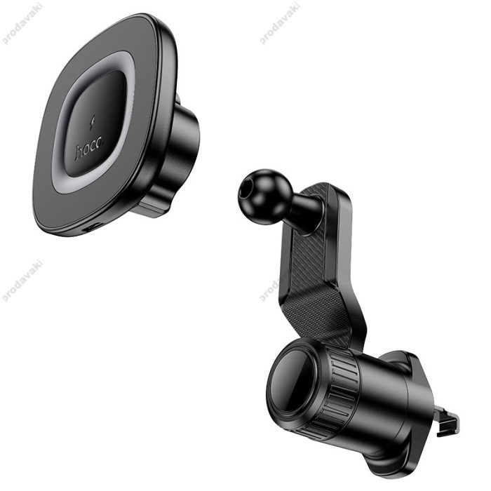 Автомобільний тримач із бездротовою зарядкою Hoco HW30 Crown magnetic (air outlet) 15W Black