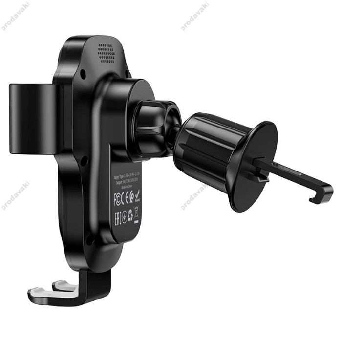 Автомобільний тримач із бездротовою зарядкою Hoco HW2 Wise wireless fast charging car holder (air outlet) Black