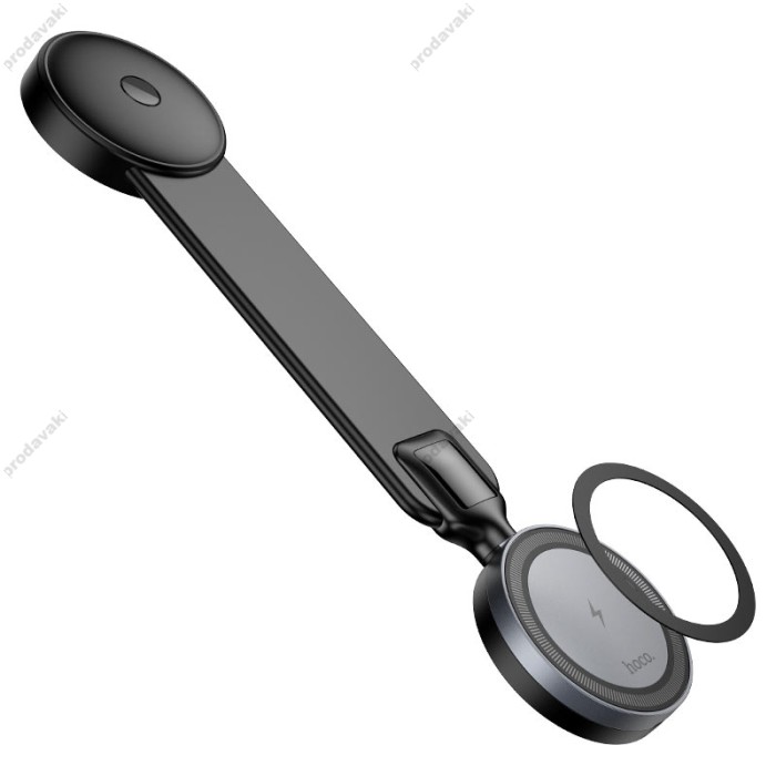 Автомобільний тримач із бездротовою зарядкою Hoco HW29 Totem ring magnetic wireless (center console) 4.5-7" 15W Black