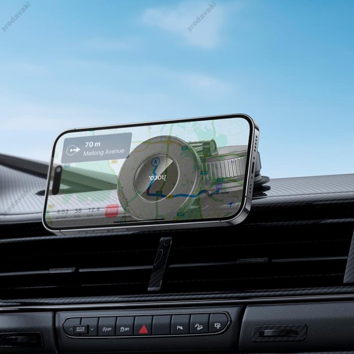 Автомобільний тримач Hoco H86 Dragon manual suction cup magnetic holder Black