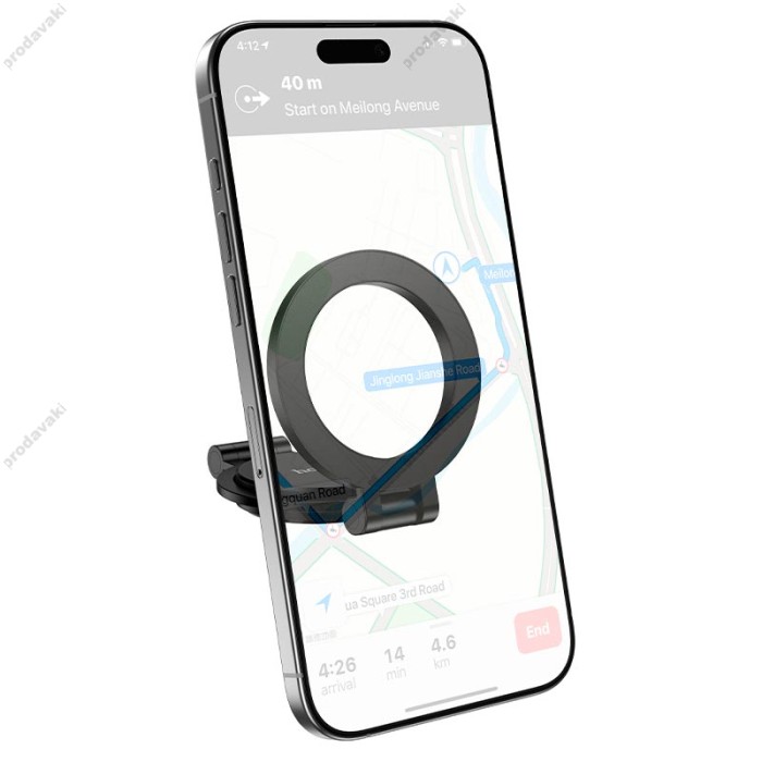 Автомобільний тримач Hoco H98 Rider folding Ring Magnetic Car holder Black