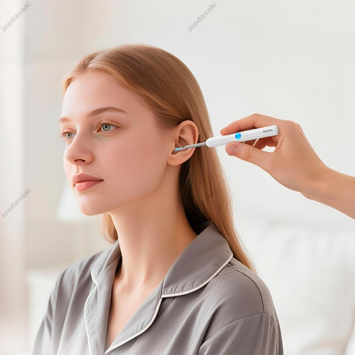 Вушна щітка з камерою Hoco HP65 Ears cleaning tool with camera Wi-Fi App White