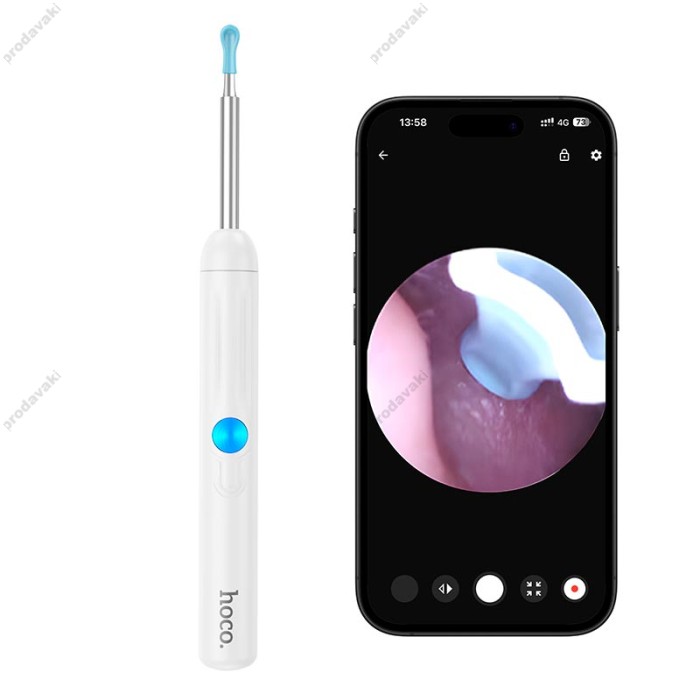 Вушна щітка з камерою Hoco HP65 Ears cleaning tool with camera Wi-Fi App White