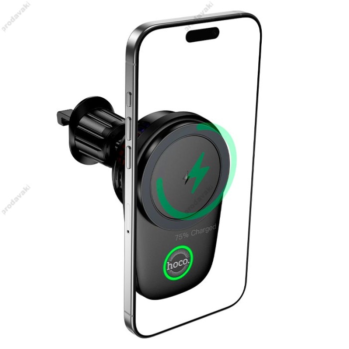Автомобільний тримач із бездротовою зарядкою Hoco HW36 electric rotating magnetic wireless 15W Black