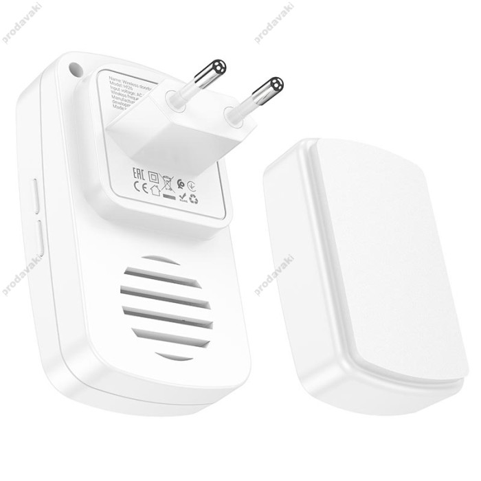 Дверний дзвоник HOCO HI26 self-powered wireless doorbell 20M White