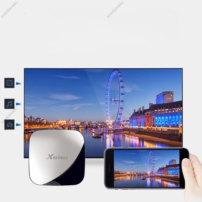 Android TV приставка Rockchip TV BOX x88 Pro RK3318 2GB RAM 16GB ROM black-silver