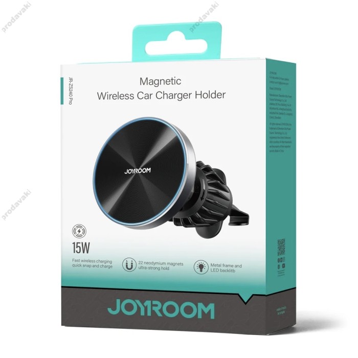 Автомобільний тримач із бездротовою зарядкою Joyroom JR-ZS240 Pro magnetic wireless car charger Black