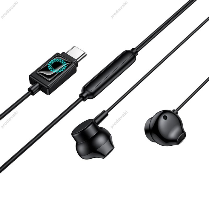 Дротові навушники HOCO M118 Column universal digital earphones with microphone Type-C Black